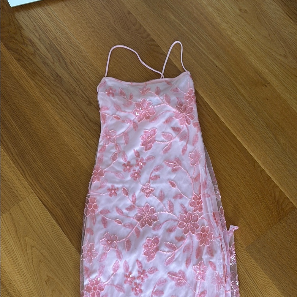 Peppermayo Pink Sequin Floral Dress